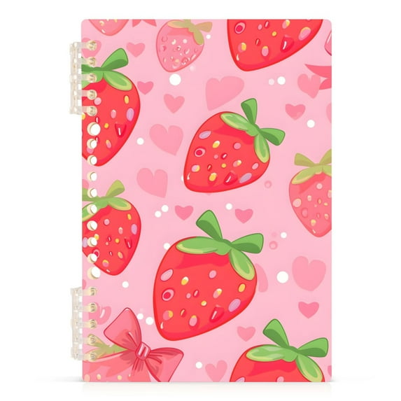 Ckdifva Cute Strawberry A5 Ring Binder Notebook Journey Note Diary College Ruled Study 60 Pages