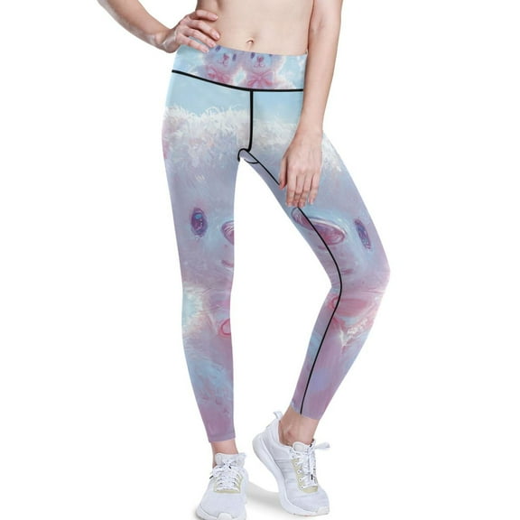 Ckdifva Cute Teddy Bears Pink Yoga Pants with Pockets for Women Workout Athletic Yoga Leggings