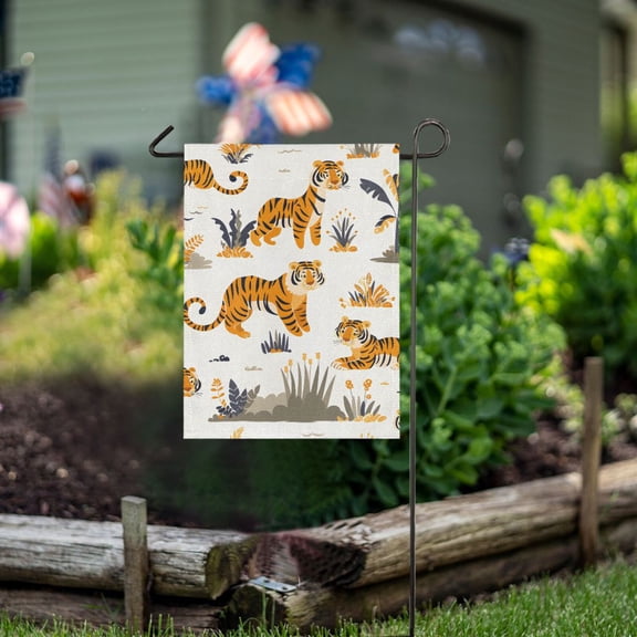 Ckdifva Cute Tigers Garden Flag 12 x 18 Inch Vertical Double Sided for Yard Lawn Outdoor Outside