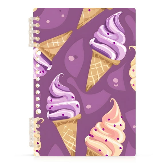Delicious Ice Cream Ring Binder Notebook Journey Note Diary College Ruled Spiral Notebook Study Loose Leaf Paper A5 60 Pages