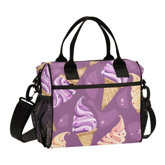 Ckdifva Delicious Ice Cream Cooler Bag Cooler Cooling Tote Lunch Bag Lunch Box Front Pocket with Shoulder Strap