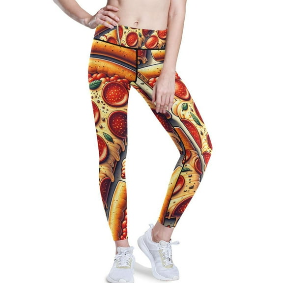 Ckdifva Delicious Original Pepperoni Pizza Yoga Pants with Pockets for Women Workout Athletic Yoga Leggings