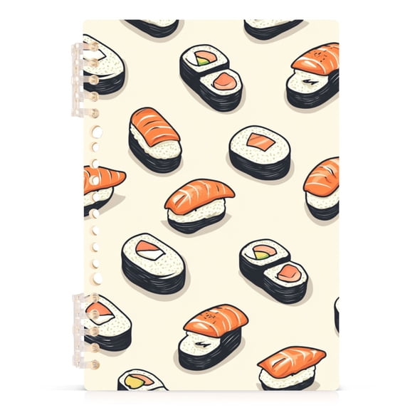 Ckdifva Delicious Sushi A5 Ring Binder Notebook Journey Note Diary College Ruled Study 60 Pages