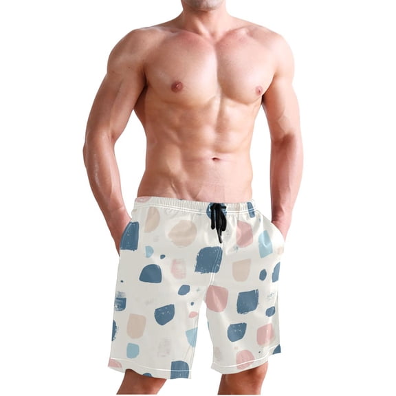 Ckdifva Digital Cubes Men's Board Shorts Swim Trunks Drawstring Summer Beach Golf Shorts Quick Dry with Pockets
