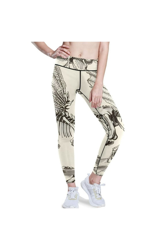 Dinosaur Skeleton Yoga Pants with Pockets for Women Workout Athletic Yoga Leggings