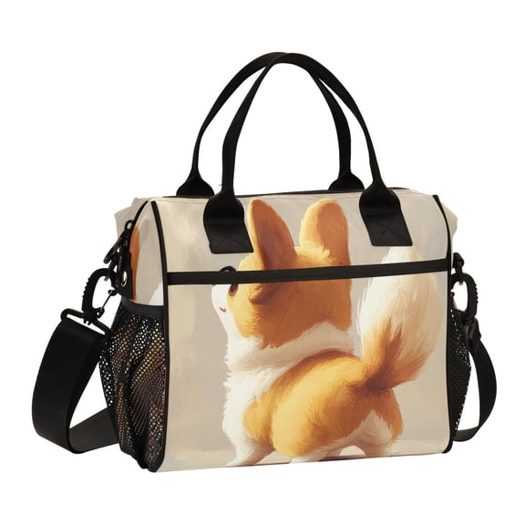 Ckdifva Dog Corgi Cooler Bag Cooler Cooling Tote Lunch Bag Lunch Box Front Pocket with Shoulder Strap