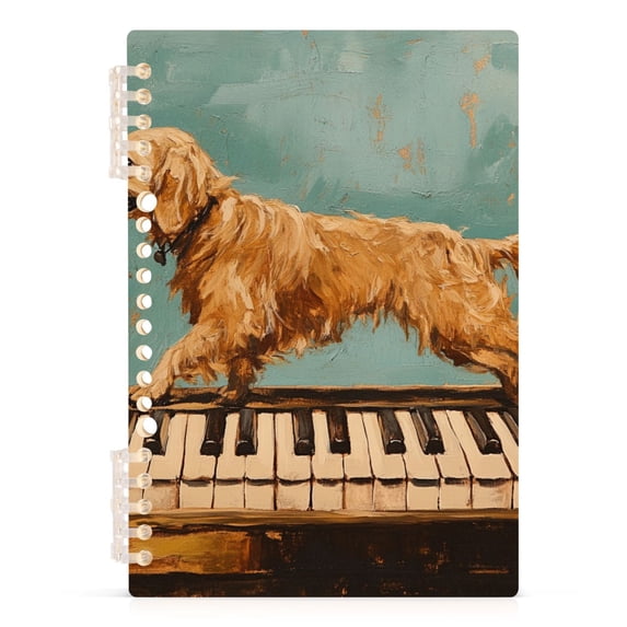 Ckdifva Dog Walk on Piano A5 Ring Binder Notebook Journey Note Diary College Ruled Study 60 Pages