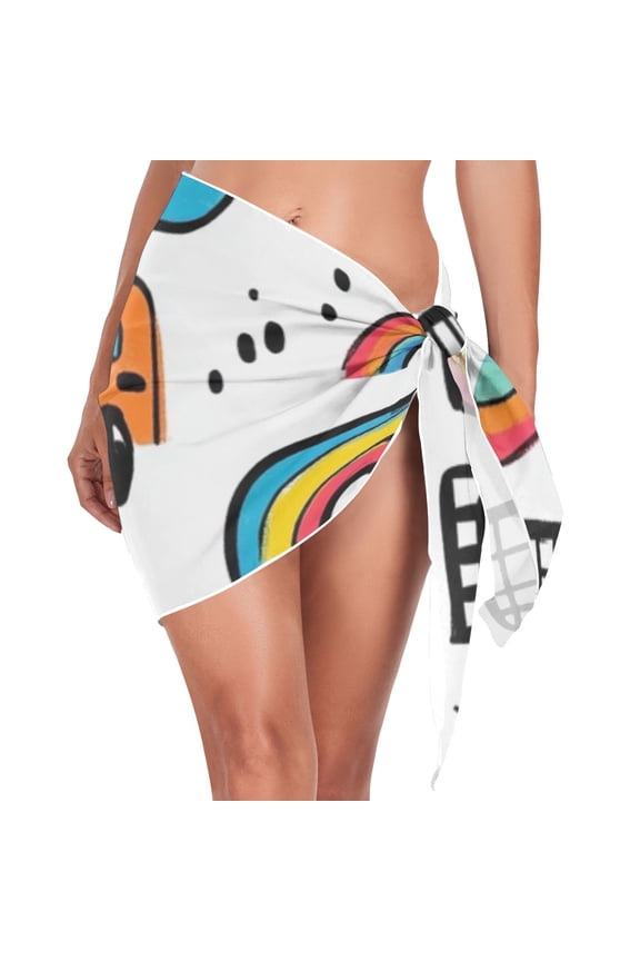 Doodle Traffic Beach Cover Up for Women Swimsuit Coverups Bikini Wrap Short Skirt