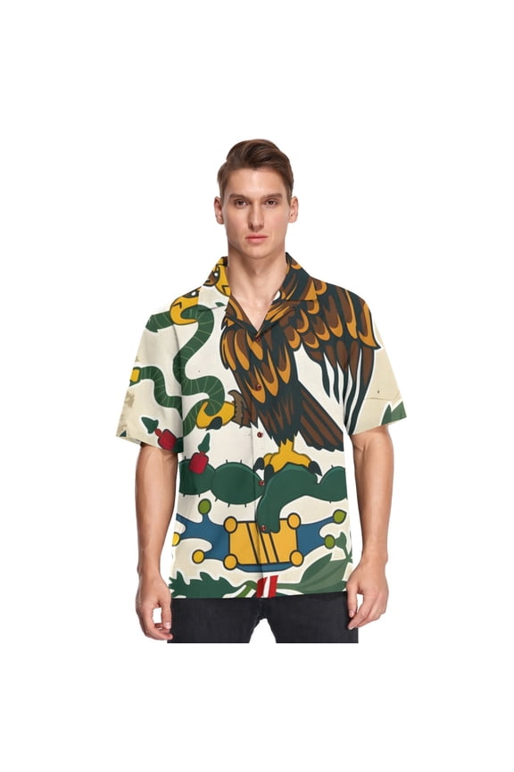 Eagle Kraft Paper Mens Button Down Short Sleeve Shirt Casual Shirts Beach Hawaiian Shirts