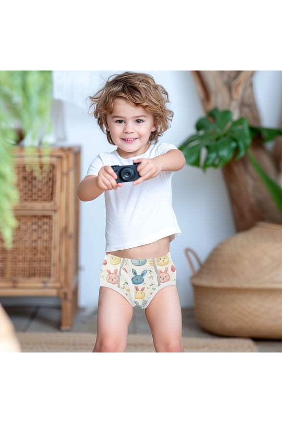 Easter Rabbits and Leaves Boys Underwear Briefs Cotton Panties Active Stretch Briefs One Pack