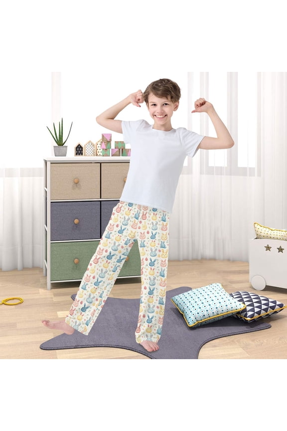 Easter Rabbits and Leaves Pajama Pants Boys Girls Pajamas Bottoms Sleepwear Pjs Lounge Sleep Pants with Pockets