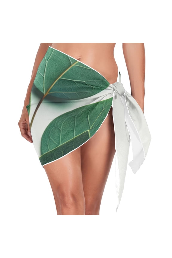 Eucalyptus Leaves Beach Cover Up for Women Swimsuit Coverups Bikini Wrap Short Skirt
