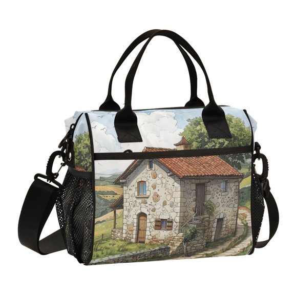 Ckdifva Farmhouse Trees Cooler Bag Cooler Cooling Tote Lunch Bag Lunch Box Front Pocket with Shoulder Strap