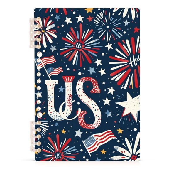Ckdifva Fireworks Stars A5 Ring Binder Notebook Journey Note Diary College Ruled Study 60 Pages