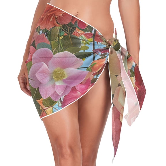 Ckdifva Flowers Garden Roses Beach Cover Up for Women Swimsuit Coverups Bikini Wrap Short Skirt