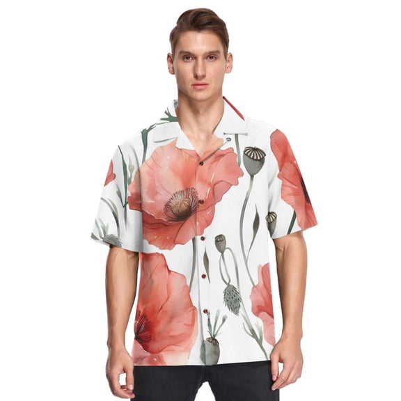 Ckdifva Flowers Mens Button Down Short Sleeve Shirt Casual Shirts Beach Hawaiian Shirts
