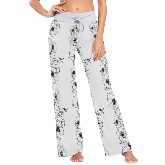 Ckdifva Flowers Pattern Womens Sleep Pajama Pants Waistband Lounge Sleepwear Pjs Sweatpants Yoga Pants