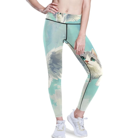 Ckdifva Flying Cat Yoga Pants with Pockets for Women Workout Athletic Yoga Leggings