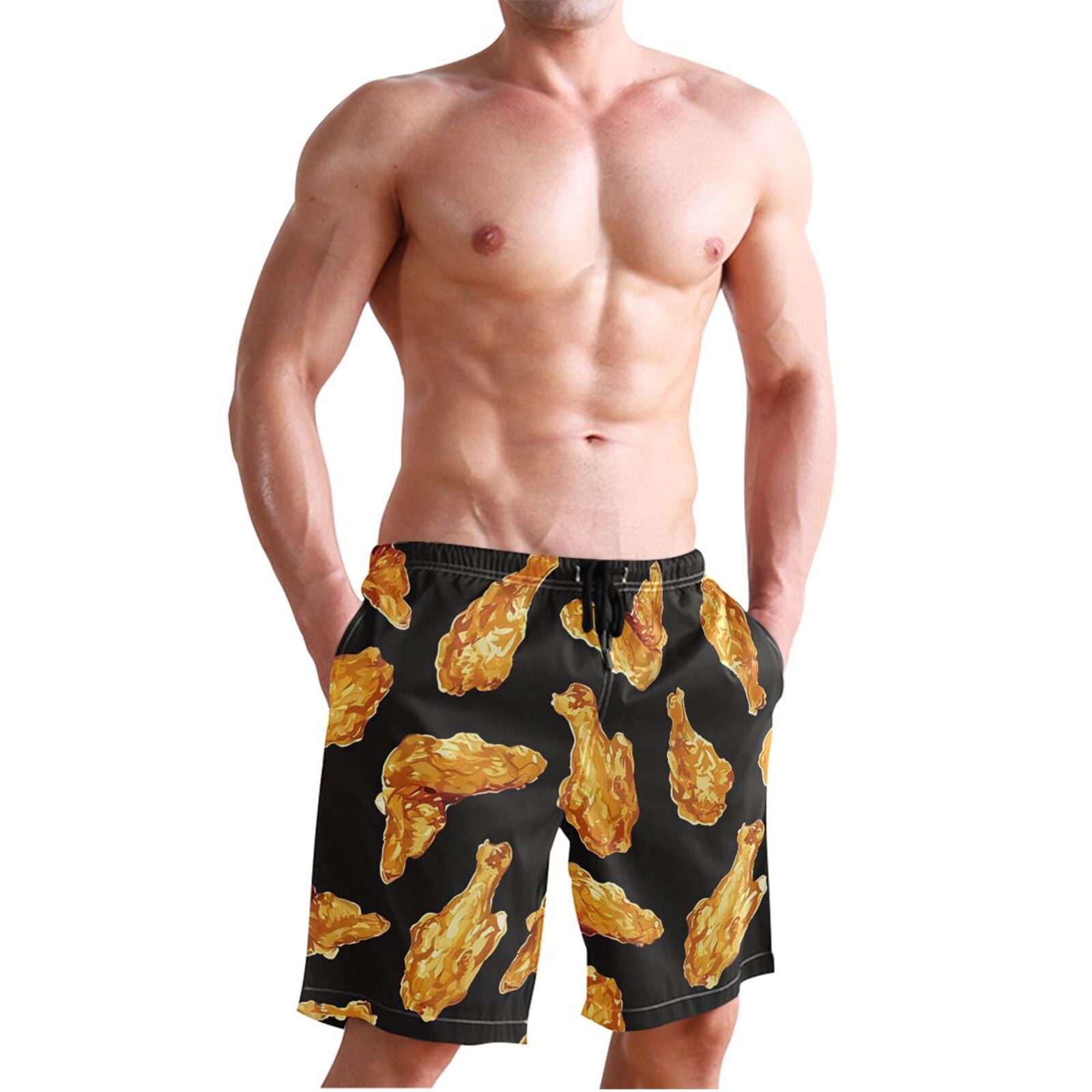 Ckdifva Fried Chicken Wings Men's Board Shorts Swim Trunks