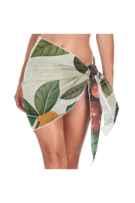 Fruit Leaves Beach Cover Up for Women Swimsuit Coverups Bikini Wrap Short Skirt