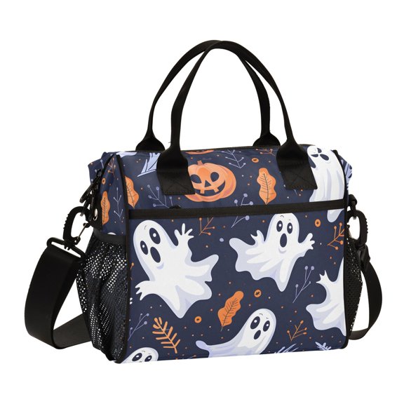 Ckdifva Ghosts Halloween Cooler Bag Cooler Cooling Tote Lunch Bag Lunch Box Front Pocket with Shoulder Strap