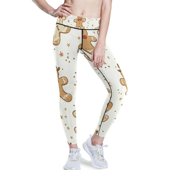 Ckdifva Gingerbread Cute Yoga Pants with Pockets for Women Workout Athletic Yoga Leggings