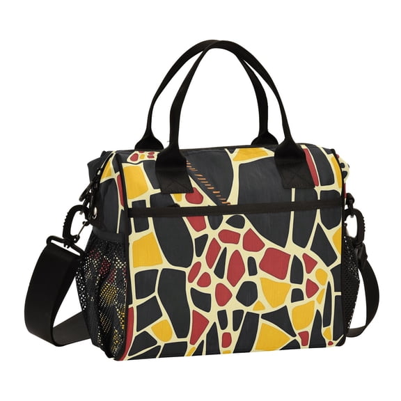 Ckdifva Giraffe Color Blocks Cooler Bag Cooler Cooling Tote Lunch Bag Lunch Box Front Pocket with Shoulder Strap