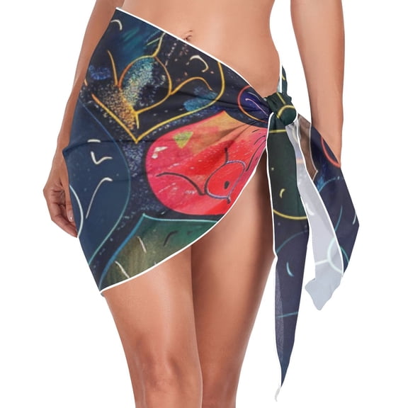 Ckdifva Glowing Fish Scales Beach Cover Up for Women Swimsuit Coverups Bikini Wrap Short Skirt