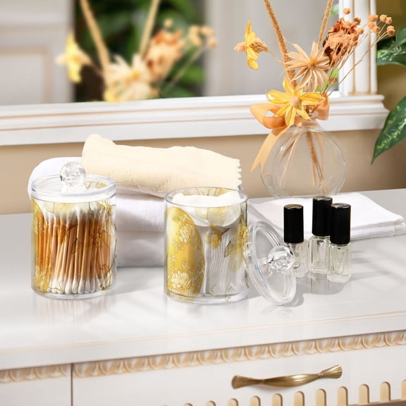 Ckdifva Gold Easter Eggs Flowers Storage Jar with Lid Acrylic Organization Storage Containers Set of 4