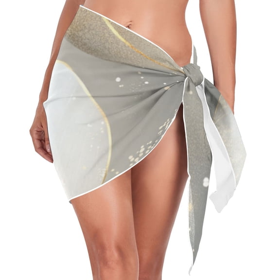 Ckdifva Gold Flowers Beach Cover Up for Women Swimsuit Coverups Bikini Wrap Short Skirt