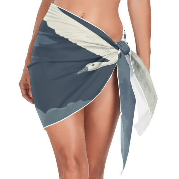 Ckdifva Graceful Geese Beach Cover Up for Women Swimsuit Coverups Bikini Wrap Short Skirt