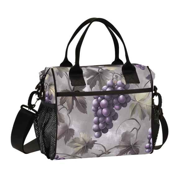 Ckdifva Grapes Leaves Cooler Bag Cooler Cooling Tote Lunch Bag Lunch Box Front Pocket with Shoulder Strap