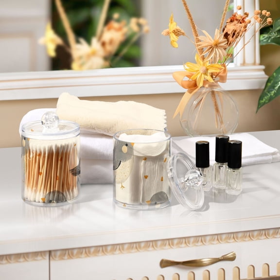 Ckdifva Gray Birds Storage Jar with Lid Acrylic Organization Storage Containers Set of 2