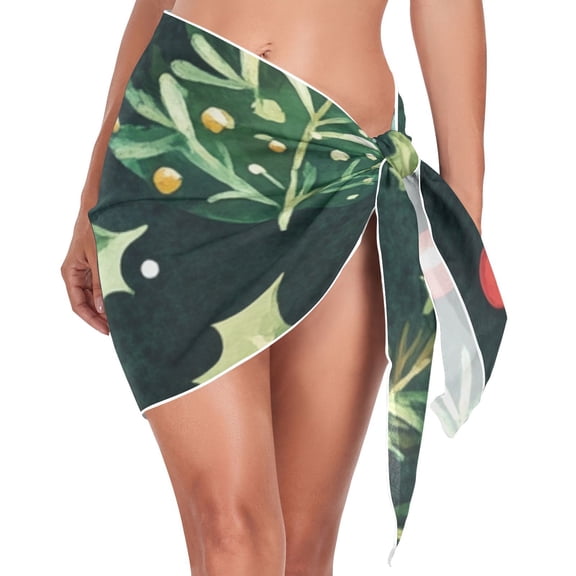 Ckdifva Green Christmas Beach Cover Up for Women Swimsuit Coverups Bikini Wrap Short Skirt