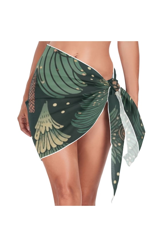 Green Trees Beach Cover Up for Women Swimsuit Coverups Bikini Wrap Short Skirt