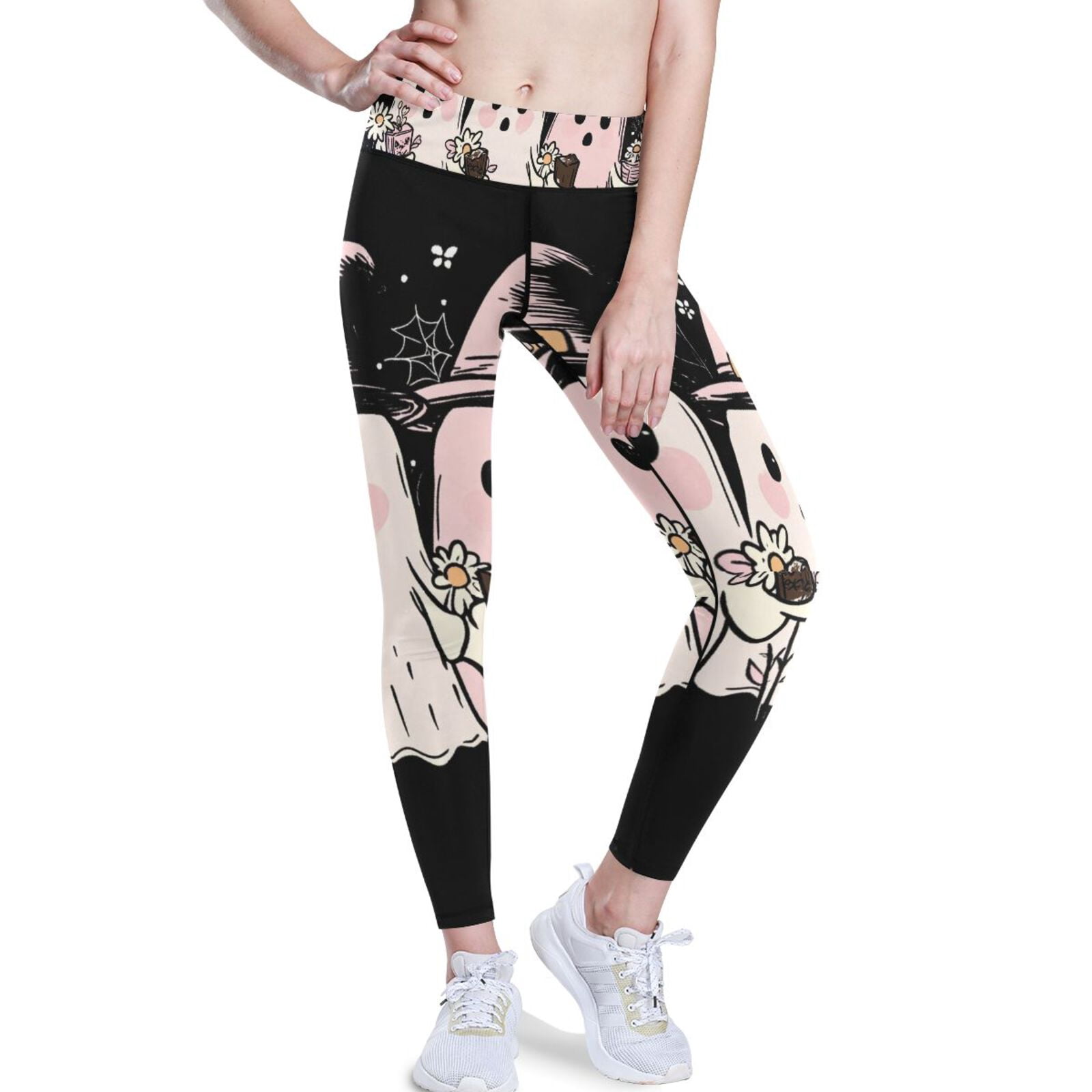 Ckdifva Halloween Ghosts Pink Yoga Pants with Pockets for Women Workout ...