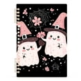 thumbnail image 1 of Ckdifva Halloween Pink Ghosts Flowers A5 Ring Binder Notebook Journey Note Diary College Ruled Study 60 Pages, 1 of 8