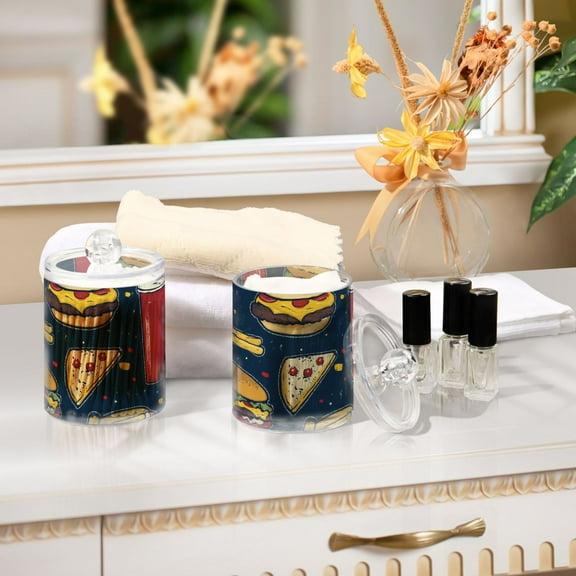 Ckdifva Hamburgers Fries Sandwich Storage Jar with Lid Acrylic Organization Storage Containers Set of 4