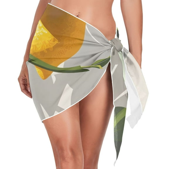 Ckdifva Hanging Lemons Beach Cover Up for Women Swimsuit Coverups Bikini Wrap Short Skirt