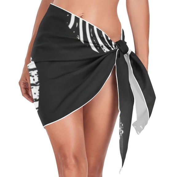 Ckdifva Hearts in Black Beach Cover Up for Women Swimsuit Coverups Bikini Wrap Short Skirt