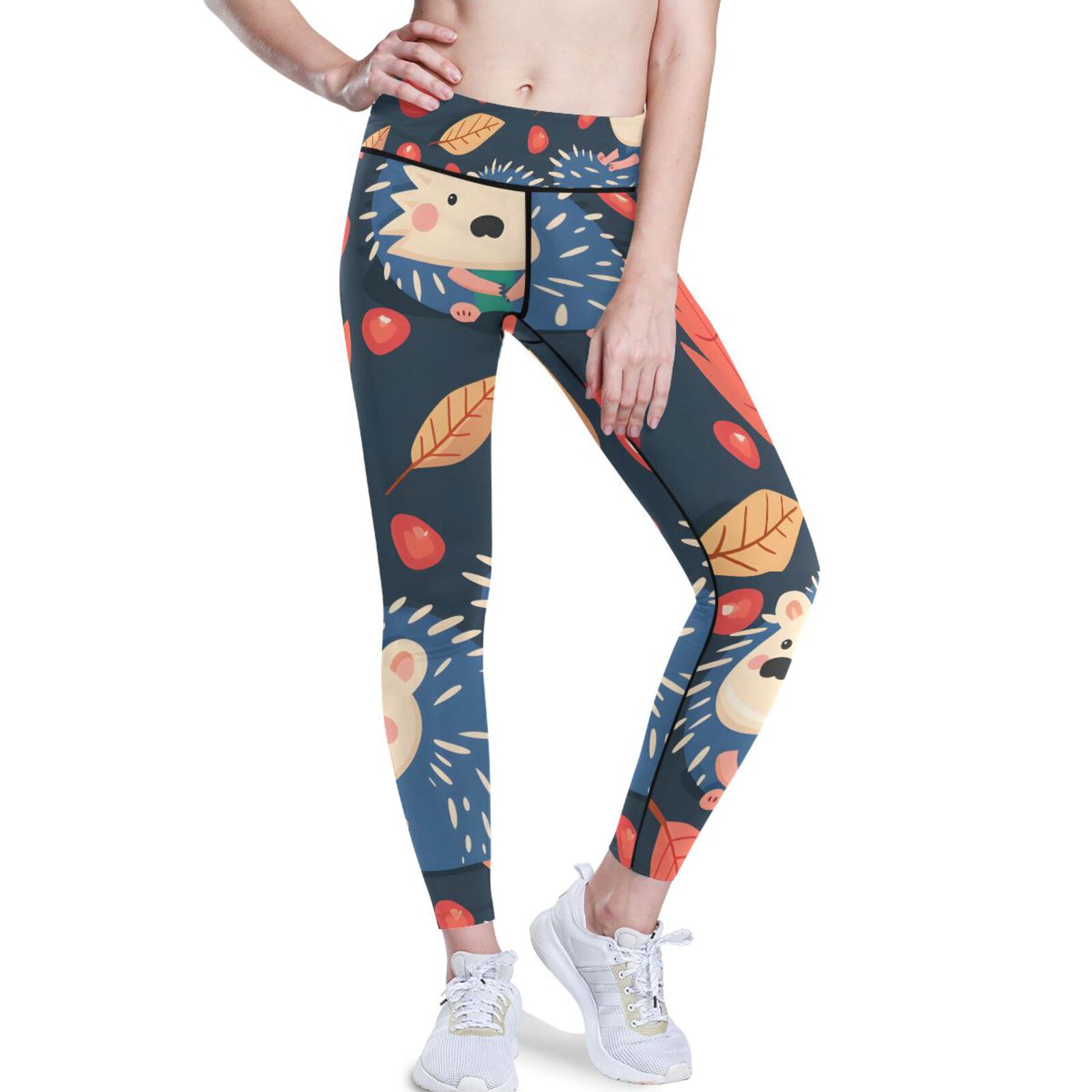Hedgehog Apple Yoga Pants with Pockets for Women Workout Athletic Yoga Leggings
