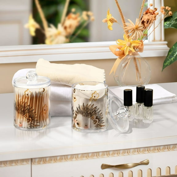 Ckdifva Hedgehogs Popcorn Storage Jar with Lid Acrylic Organization Storage Containers Set of 2