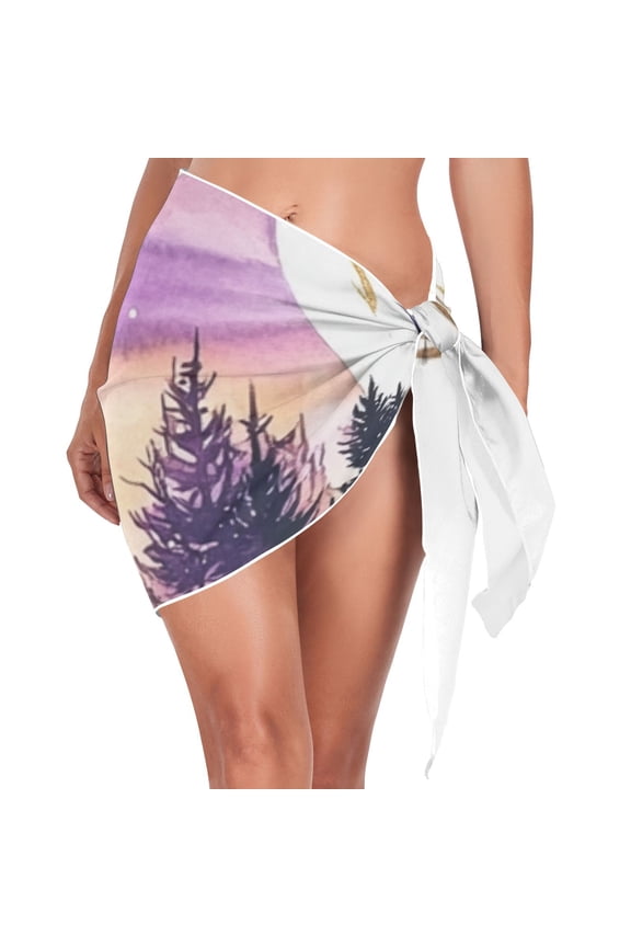 Hourglass Planet Beach Cover Up for Women Swimsuit Coverups Bikini Wrap Short Skirt
