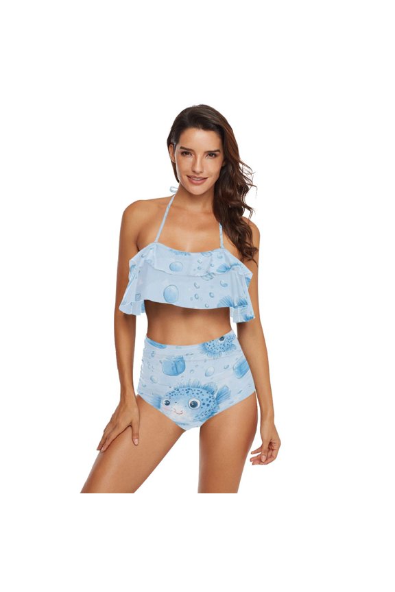 Ice Bubbles Puffers Womens High Waisted Bikini Set Two Piece Swimsuit Bathing Suits
