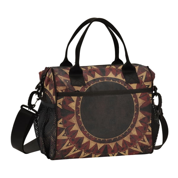 Ckdifva Intricate Geometric Cooler Bag Cooler Cooling Tote Lunch Bag Lunch Box Front Pocket with Shoulder Strap