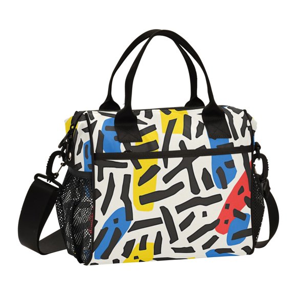 Ckdifva Irregular Shapes Line Cooler Bag Cooler Cooling Tote Lunch Bag Lunch Box Front Pocket with Shoulder Strap
