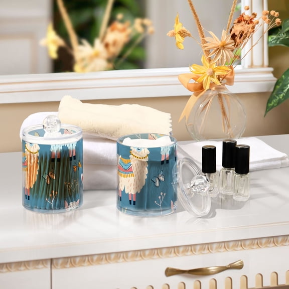 Ckdifva Lama Sheep Storage Jar with Lid Acrylic Organization Storage Containers Set of 2