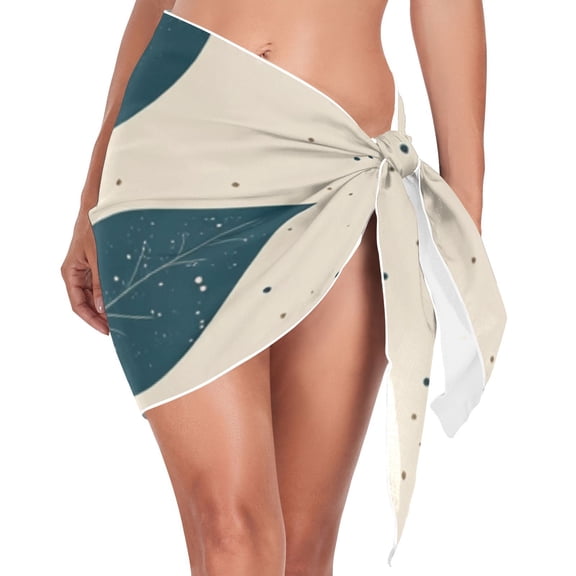 Ckdifva Leaves Dots Beach Cover Up for Women Swimsuit Coverups Bikini Wrap Short Skirt