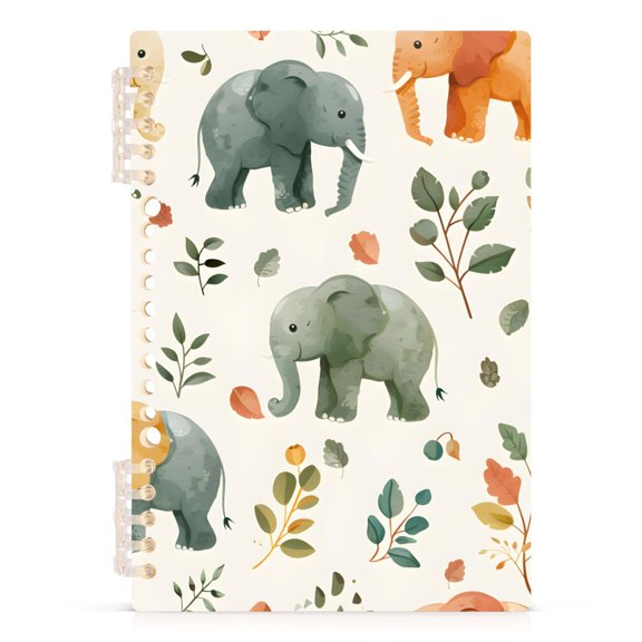 Ckdifva Leaves Elephants A5 Ring Binder Notebook Journey Note Diary College Ruled Study 60 Pages