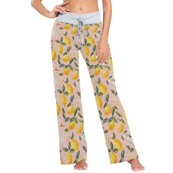 Ckdifva Lemon Duck Leaves Womens Sleep Pajama Pants Waistband Lounge Sleepwear Pjs Sweatpants Yoga Pants